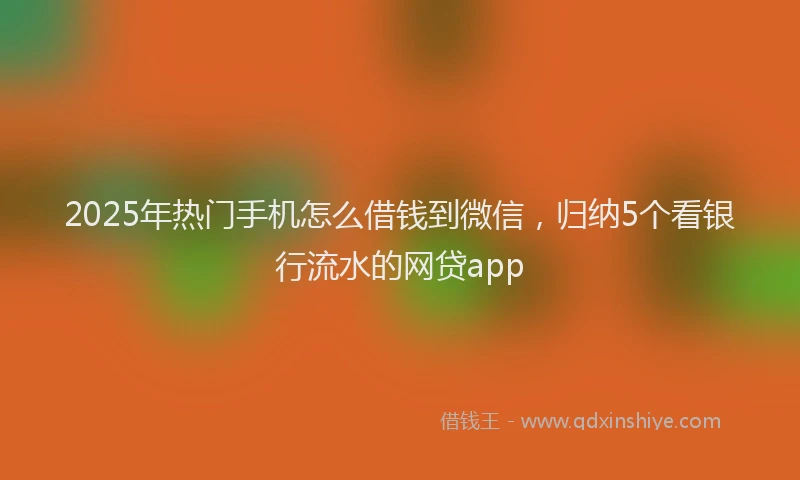 2025年热门手机怎么借钱到微信，归纳5个看银行流水的网贷app