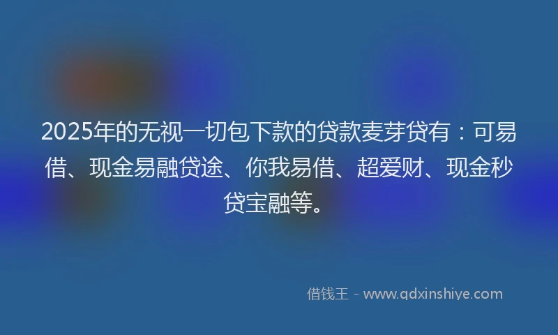 2025年的无视一切包下款的贷款麦芽贷有：可易借、现金易融贷途、你我易借、超爱财、现金秒贷宝融等。