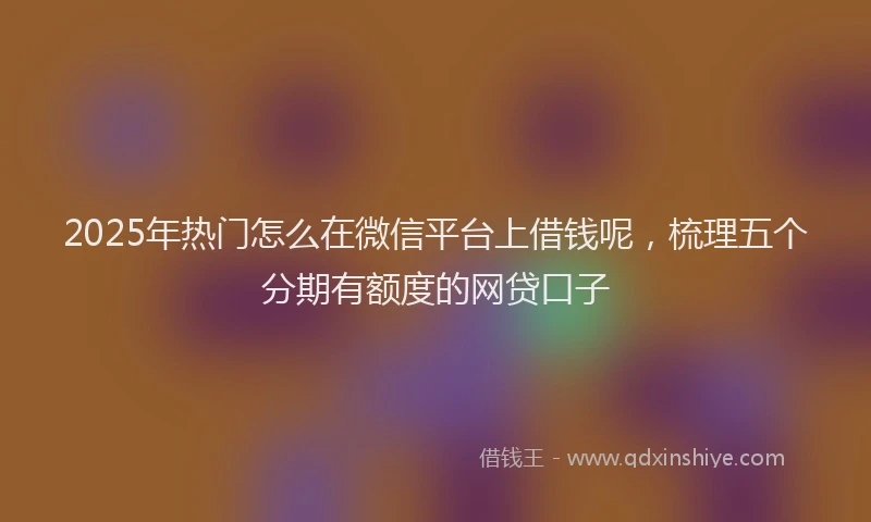 2025年热门怎么在微信平台上借钱呢，梳理五个分期有额度的网贷口子