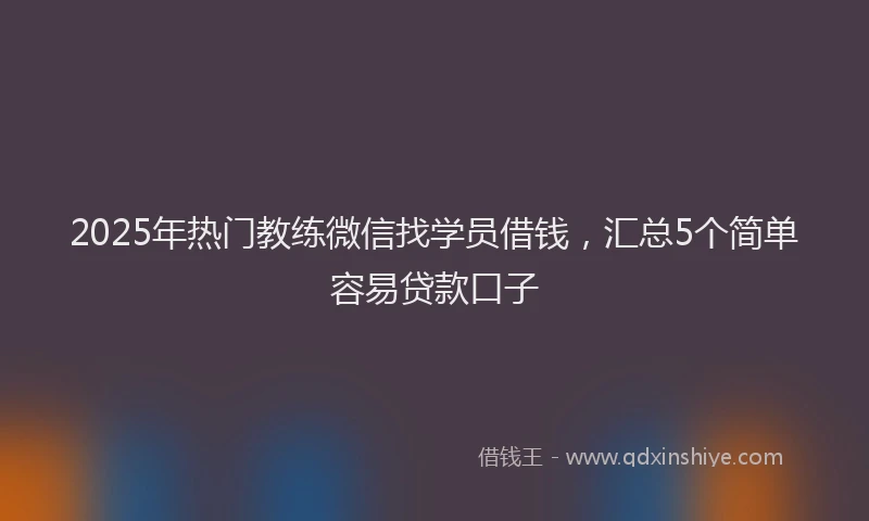 2025年热门教练微信找学员借钱，汇总5个简单容易贷款口子