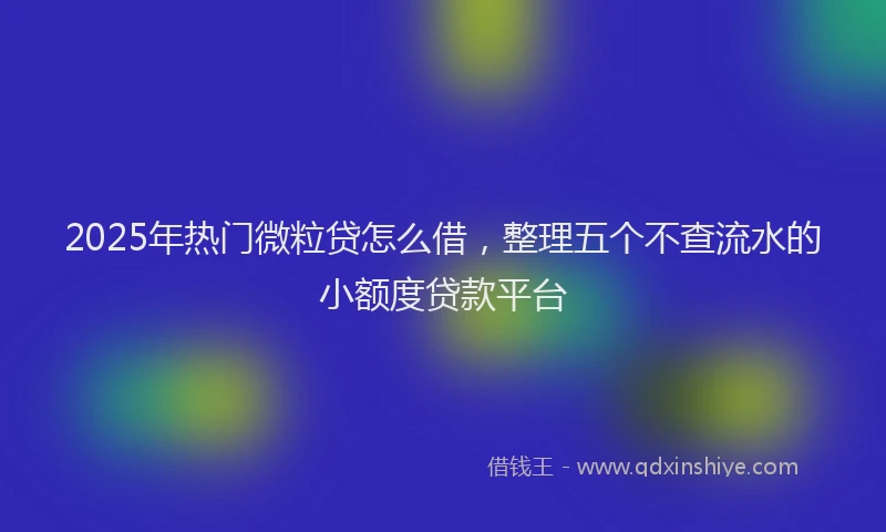2025年热门微粒贷怎么借，整理五个不查流水的小额度贷款平台