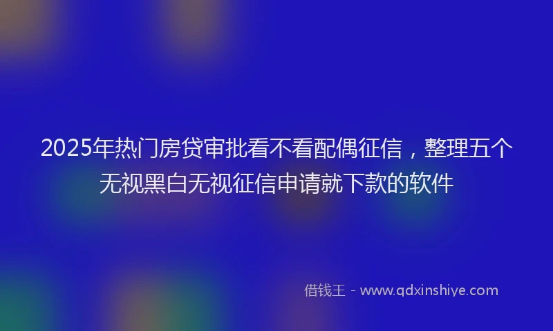 2025年热门房贷审批看不看配偶征信，整理五个无视黑白无视征信申请就下款的软件