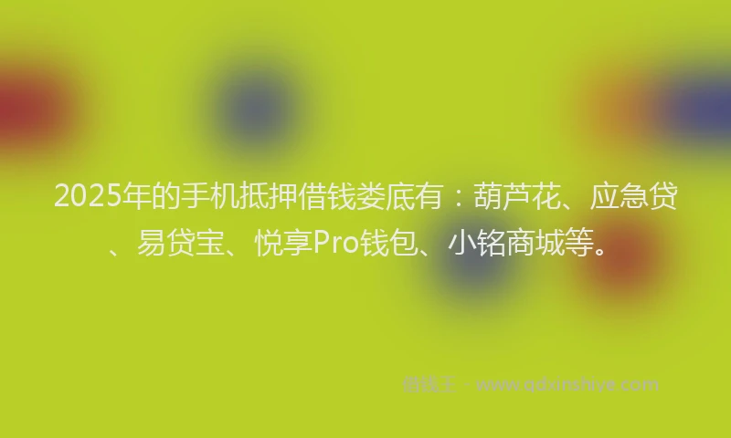 2025年的手机抵押借钱娄底有：葫芦花、应急贷、易贷宝、悦享Pro钱包、小铭商城等。