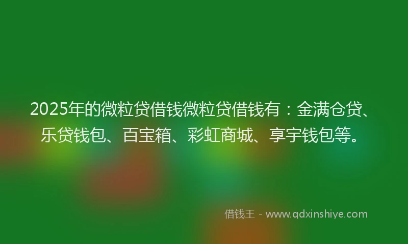 2025年的微粒贷借钱微粒贷借钱有：金满仓贷、乐贷钱包、百宝箱、彩虹商城、享宇钱包等。