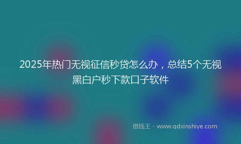 2025年热门无视征信秒贷怎么办，总结5个无视黑白户秒下款口子软件