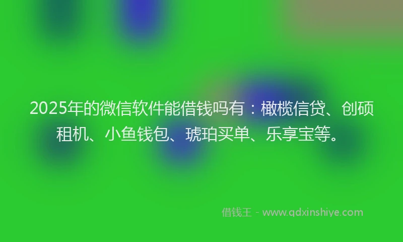 2025年的微信软件能借钱吗有：橄榄信贷、创硕租机、小鱼钱包、琥珀买单、乐享宝等。