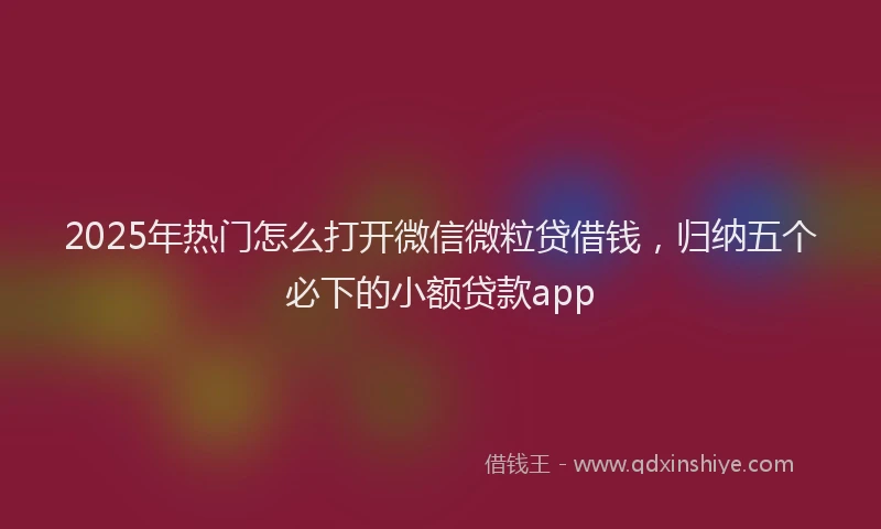 2025年热门怎么打开微信微粒贷借钱，归纳五个必下的小额贷款app