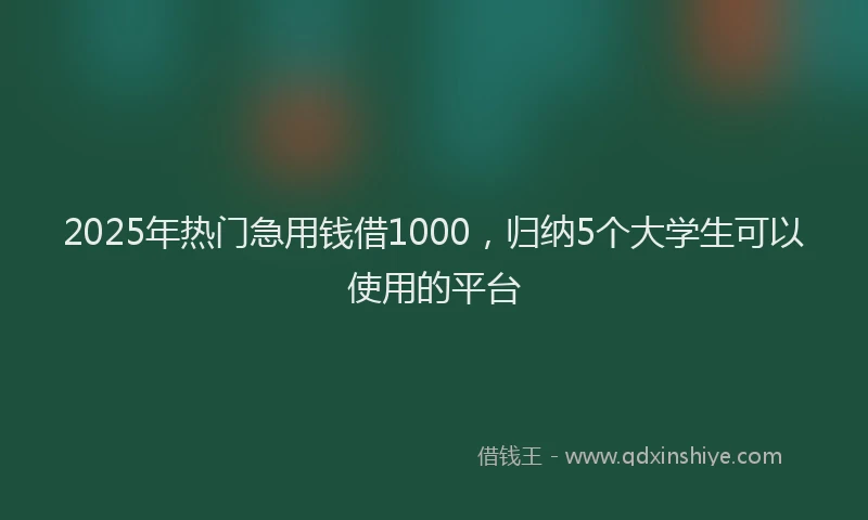 2025年热门急用钱借1000，归纳5个大学生可以使用的平台