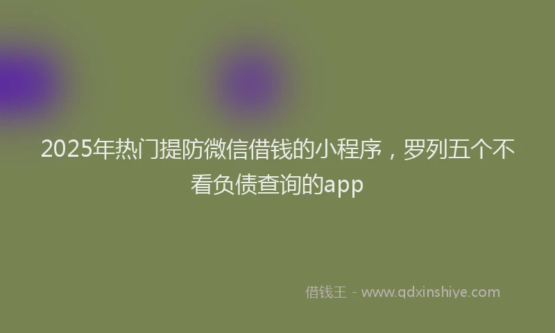 2025年热门提防微信借钱的小程序，罗列五个不看负债查询的app