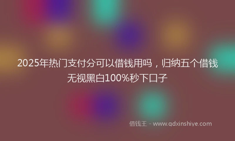 2025年热门支付分可以借钱用吗，归纳五个借钱无视黑白100%秒下口子