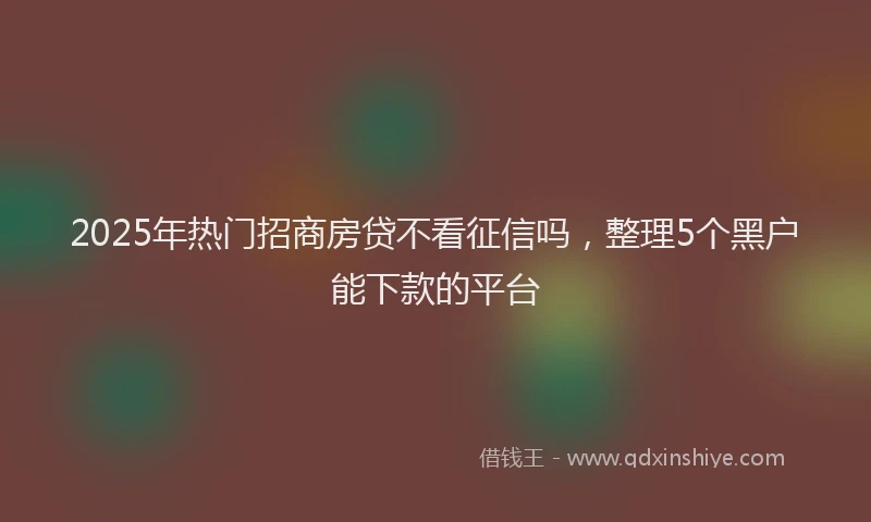 2025年热门招商房贷不看征信吗，整理5个黑户能下款的平台