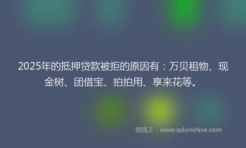 2025年的抵押贷款被拒的原因有：万贝租物、现金树、团借宝、拍拍用、享来花等。