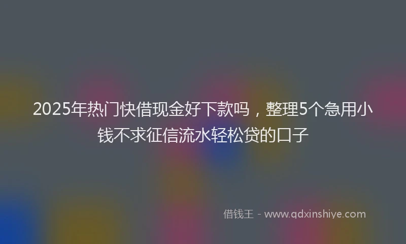 2025年热门快借现金好下款吗，整理5个急用小钱不求征信流水轻松贷的口子