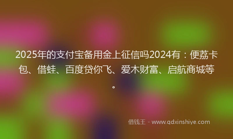 2025年的支付宝备用金上征信吗2024有：便荔卡包、借蛙、百度贷你飞、爱木财富、启航商城等。