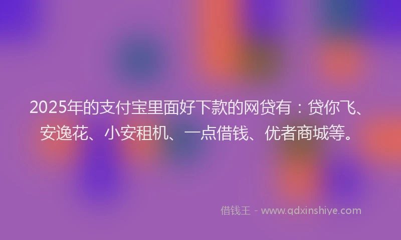2025年的支付宝里面好下款的网贷有：贷你飞、安逸花、小安租机、一点借钱、优者商城等。