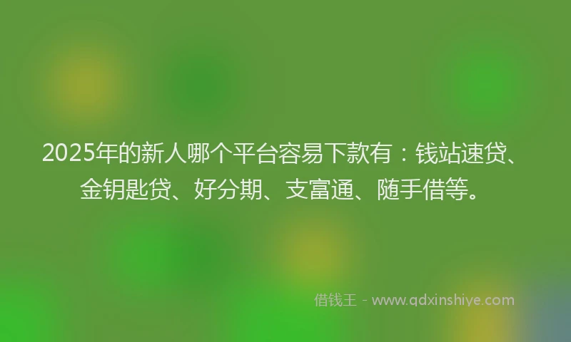 2025年的新人哪个平台容易下款有：钱站速贷、金钥匙贷、好分期、支富通、随手借等。