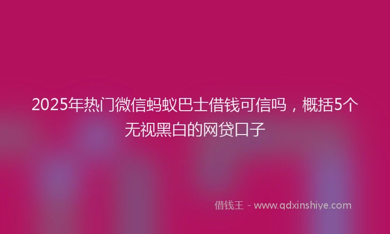 2025年热门微信蚂蚁巴士借钱可信吗，概括5个无视黑白的网贷口子