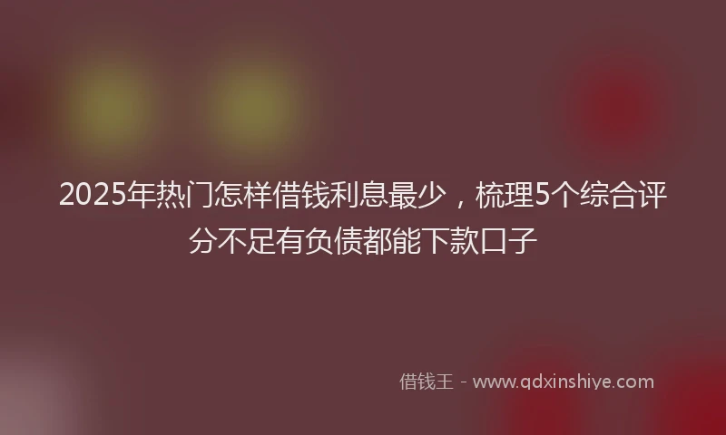 2025年热门怎样借钱利息最少，梳理5个综合评分不足有负债都能下款口子