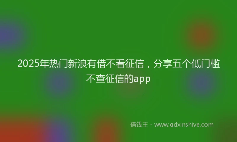 2025年热门新浪有借不看征信，分享五个低门槛不查征信的app