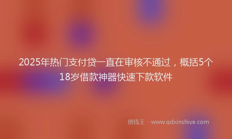 2025年热门支付贷一直在审核不通过，概括5个18岁借款神器快速下款软件