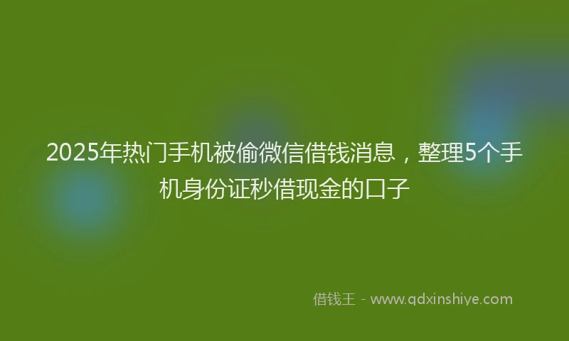 2025年热门手机被偷微信借钱消息，整理5个手机身份证秒借现金的口子