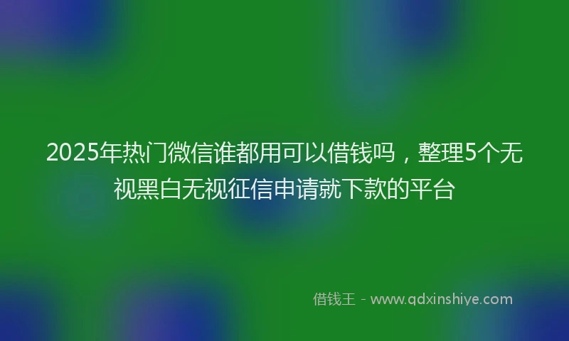 2025年热门微信谁都用可以借钱吗，整理5个无视黑白无视征信申请就下款的平台