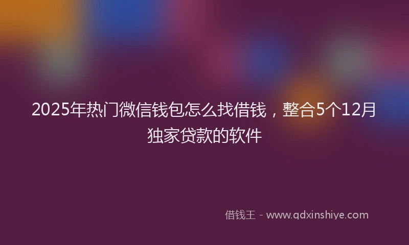 2025年热门微信钱包怎么找借钱，整合5个12月独家贷款的软件