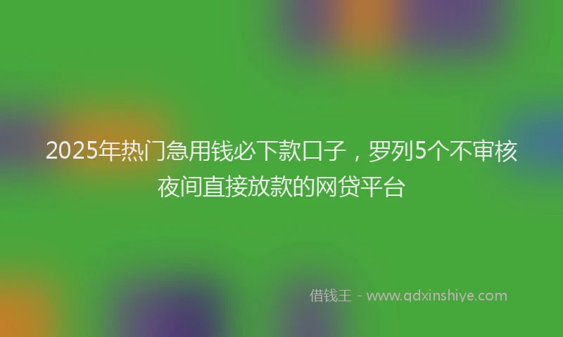 2025年热门急用钱必下款口子，罗列5个不审核夜间直接放款的网贷平台
