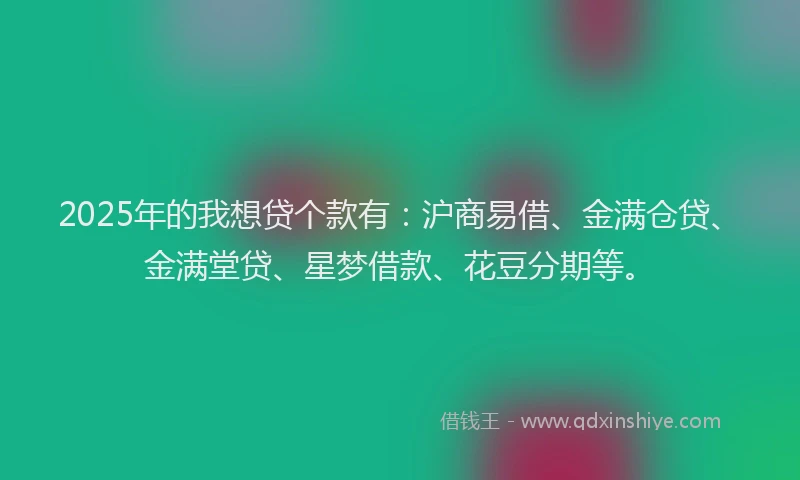 2025年的我想贷个款有：沪商易借、金满仓贷、金满堂贷、星梦借款、花豆分期等。