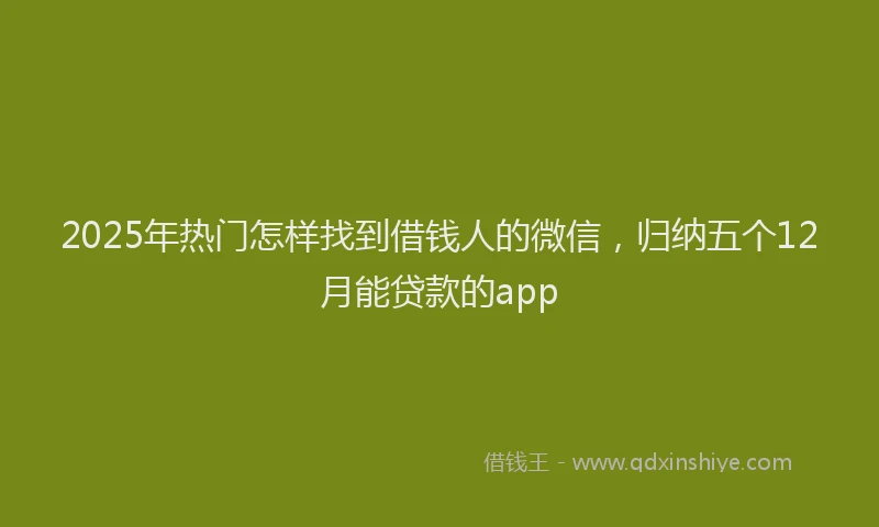 2025年热门怎样找到借钱人的微信，归纳五个12月能贷款的app