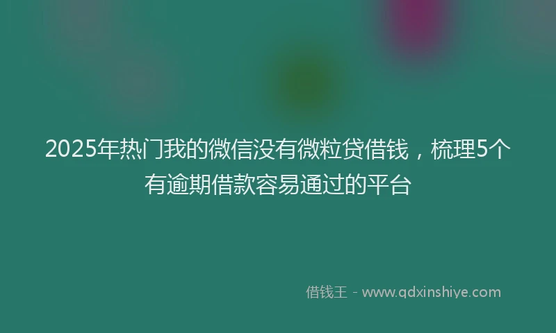 2025年热门我的微信没有微粒贷借钱，梳理5个有逾期借款容易通过的平台