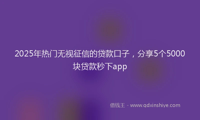 2025年热门无视征信的贷款口子，分享5个5000块贷款秒下app
