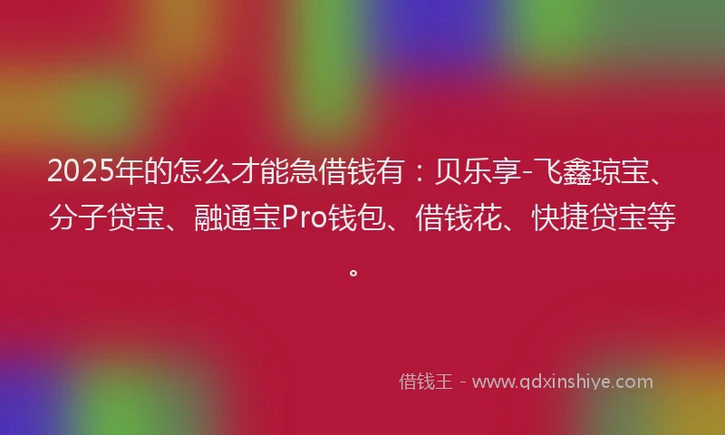 2025年的怎么才能急借钱有：贝乐享-飞鑫琼宝、分子贷宝、融通宝Pro钱包、借钱花、快捷贷宝等。