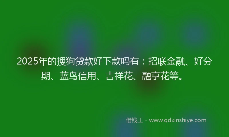 2025年的搜狗贷款好下款吗有：招联金融、好分期、蓝鸟信用、吉祥花、融享花等。