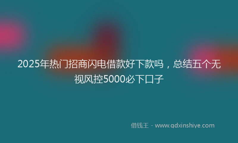 2025年热门招商闪电借款好下款吗，总结五个无视风控5000必下口子