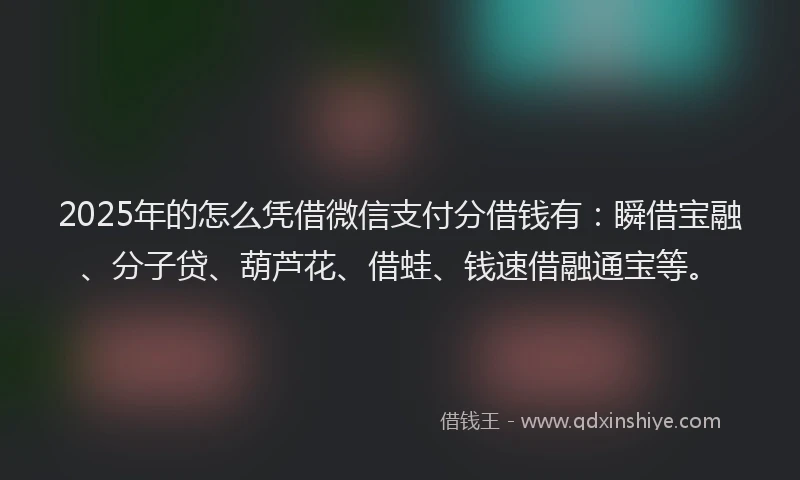 2025年的怎么凭借微信支付分借钱有：瞬借宝融、分子贷、葫芦花、借蛙、钱速借融通宝等。