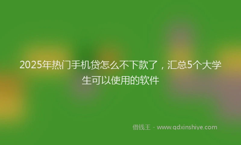 2025年热门手机贷怎么不下款了，汇总5个大学生可以使用的软件