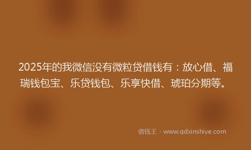 2025年的我微信没有微粒贷借钱有：放心借、福瑞钱包宝、乐贷钱包、乐享快借、琥珀分期等。
