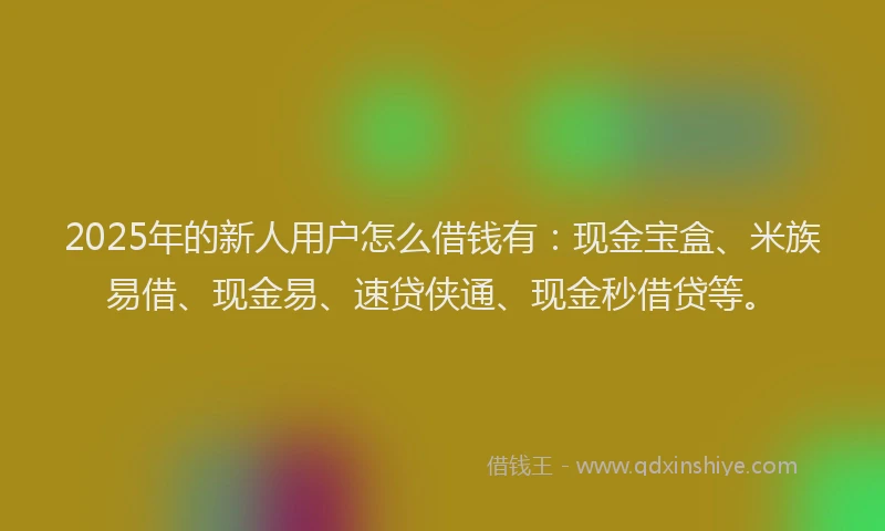 2025年的新人用户怎么借钱有：现金宝盒、米族易借、现金易、速贷侠通、现金秒借贷等。