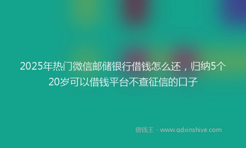 2025年热门微信邮储银行借钱怎么还，归纳5个20岁可以借钱平台不查征信的口子
