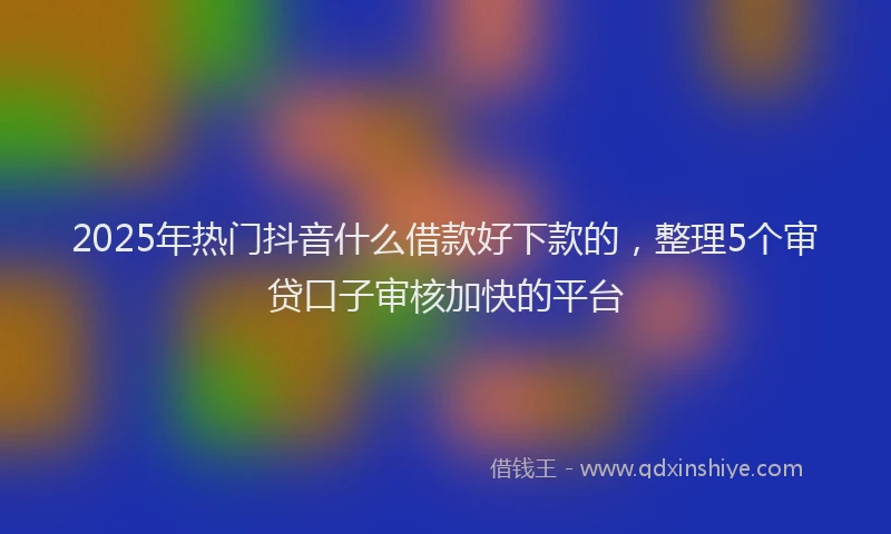 2025年热门抖音什么借款好下款的，整理5个审贷口子审核加快的平台