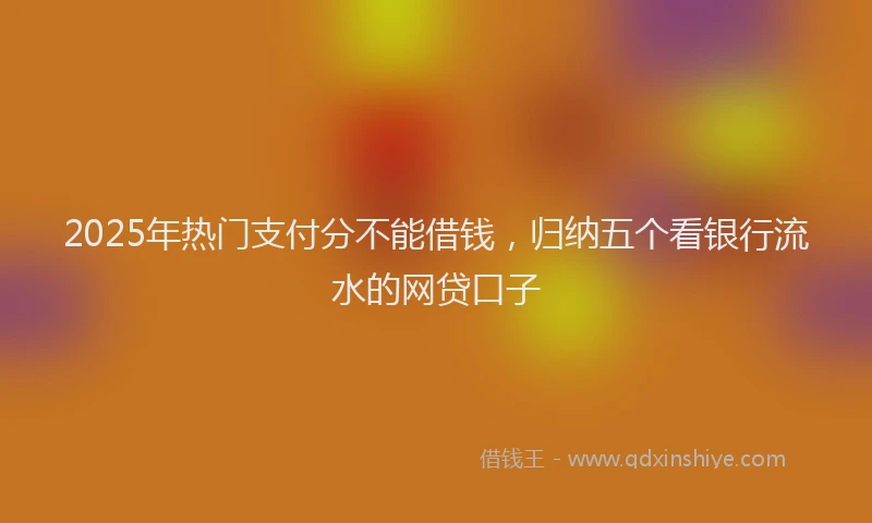 2025年热门支付分不能借钱，归纳五个看银行流水的网贷口子