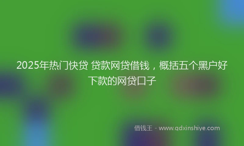 2025年热门快贷 贷款网贷借钱，概括五个黑户好下款的网贷口子