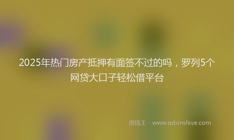 2025年热门房产抵押有面签不过的吗，罗列5个网贷大口子轻松借平台
