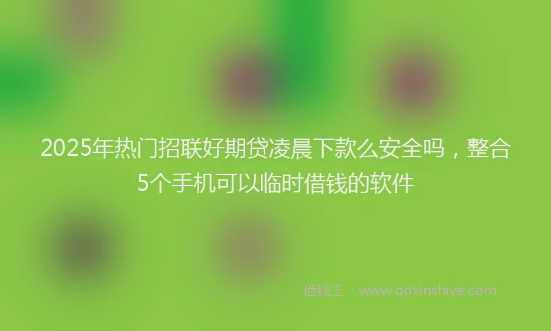 2025年热门招联好期贷凌晨下款么安全吗，整合5个手机可以临时借钱的软件