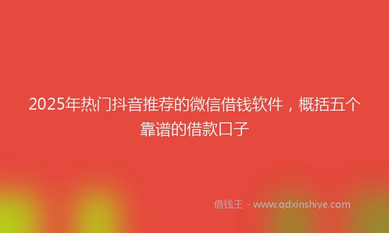 2025年热门抖音推荐的微信借钱软件，概括五个靠谱的借款口子