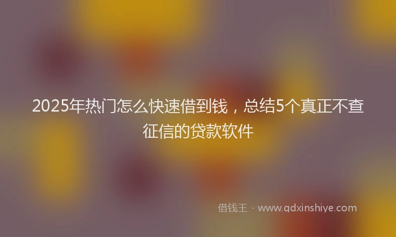 2025年热门怎么快速借到钱，总结5个真正不查征信的贷款软件