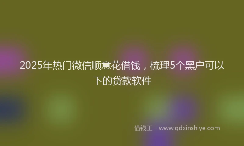 2025年热门微信顺意花借钱，梳理5个黑户可以下的贷款软件