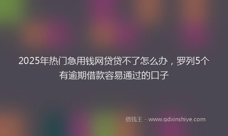 2025年热门急用钱网贷贷不了怎么办，罗列5个有逾期借款容易通过的口子