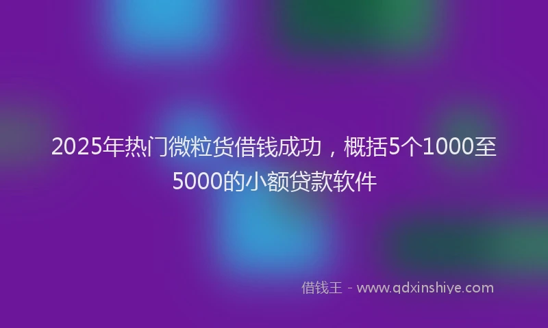2025年热门微粒货借钱成功，概括5个1000至5000的小额贷款软件